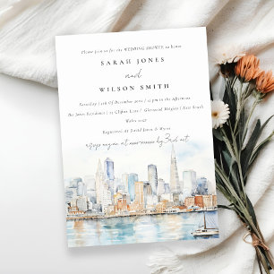 Invitation Paysage aquarelle de mariage à San Francisco