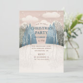 Invitation Paysage boisé d'hiver. fête de Noël (Debout devant)