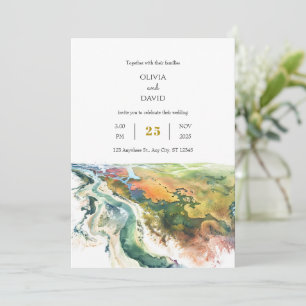Invitation Paysage côtier minimal et dynamique Mariage de pla