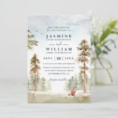 Invitation Paysage d'arbres forestiers Code QR Mariage Rustiq (Debout devant)