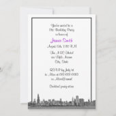 Invitation Paysage de Chicago Gravé BW Violet Fête d'annivers (Dos)