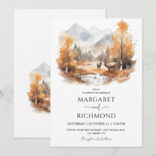 Invitation Paysage de forêt de montagne en bois pour mariage