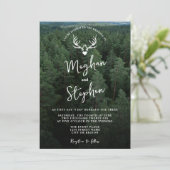 Invitation Paysage de forêt rustique avec mariage vert Cerf b (Debout devant)