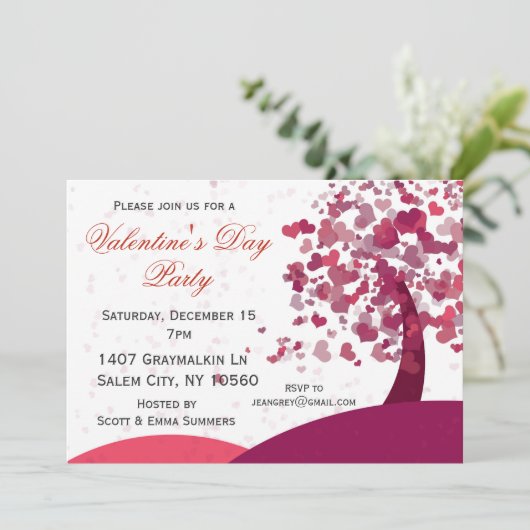 Invitation Paysage de Heart Tree Saint Valentin (Debout devant)