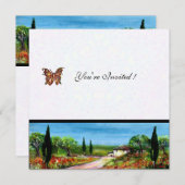 Invitation PAYSAGE DE LA TOSCANE 4,jaune-vert blanc (Devant / Derrière)