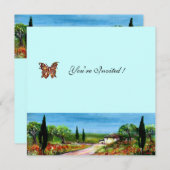 Invitation PAYSAGE DE LA TOSCANE 4,jaune vert noir (Devant / Derrière)