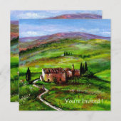 INVITATION PAYSAGE DE LA TOSCANE AVEC COLLINES VERTES (Devant / Derrière)
