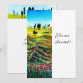 Invitation PAYSAGE DE LA TOSCANE AVEC COQUELICOTS ,blanc (Devant / Derrière)