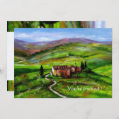 INVITATION PAYSAGE DE LA TOSCANE AVEC DES COLLINES VERTES (Devant / Derrière)