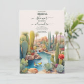Invitation Paysage de mariage au désert avec cactus à l'aquar (Debout devant)