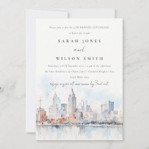 Invitation Paysage de mariage d'anniversaire de Detroit Michi