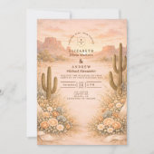 Invitation Paysage de mariage de cactus Desert Blush (Devant)