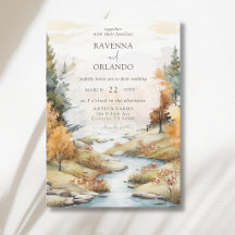 Paysage de mariage de forêt de rivière d'automne v