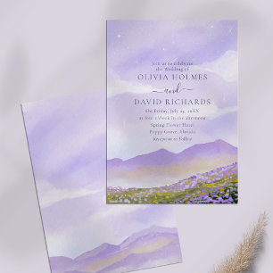 Invitation Paysage de mariage nocturne aux lilas fantaisistes