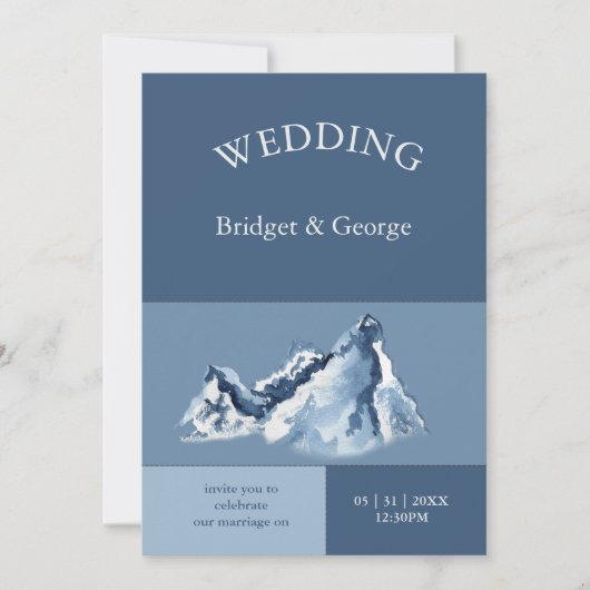 Invitation Paysage de montagne bleu poussiéreux Mariage moder (Devant)