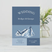 Invitation Paysage de montagne bleu poussiéreux Mariage moder (Debout devant)