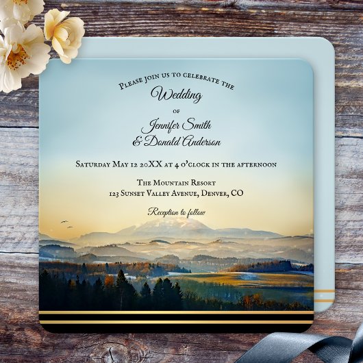 Invitation Paysage de montagne Peinture Mariage artistique
