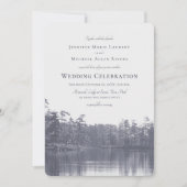 Invitation paysage de montagne placid bleu gris mariage (Devant)
