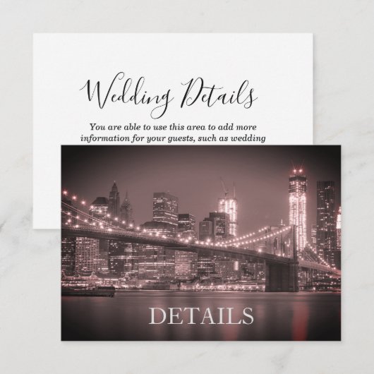 Invitation Paysage de New York réception de mariage à Brookly (Devant / Derrière)