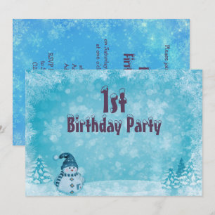 Invitation Paysage de Noël d'un bonhomme de neige hivernal po