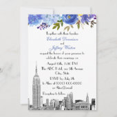 Invitation Paysage de NYC ESB Gravure Bleu Jaune Floral Maria (Devant)
