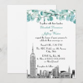 Invitation Paysage de NYC ESB Gravure Eucalyptus Mariage (Devant / Derrière)