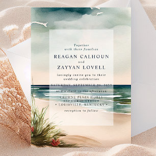 Invitation Paysage de plage océanique à l'aquarelle pour mari