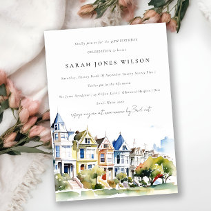 Invitation Paysage de San Francisco Painted Ladies pour anniv