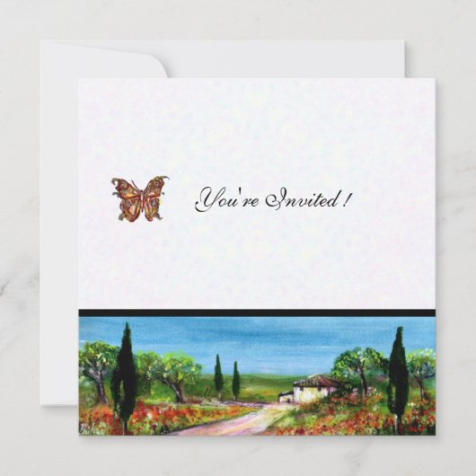 Invitation PAYSAGE DE TOSCANE 4,jaune vert blanc (Devant)
