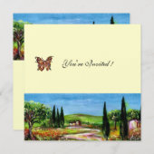 Invitation PAYSAGE DE TOSCANE 5, feutre jaune vert (Devant / Derrière)