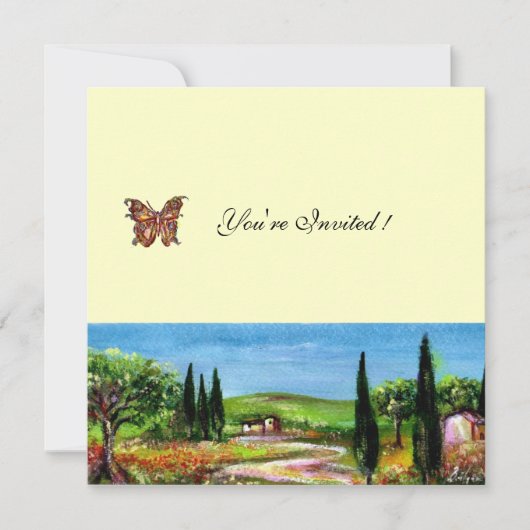 Invitation PAYSAGE DE TOSCANE 5,jaune vert blanc (Devant)