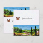 Invitation PAYSAGE DE TOSCANE 5,jaune vert blanc (Devant / Derrière)