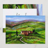 INVITATION PAYSAGE DE TOSCANE AVEC COLLINES VERTES (Devant / Derrière)