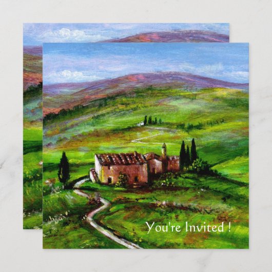 INVITATION PAYSAGE DE TOSCANE AVEC COLLINES VERTES (Devant / Derrière)