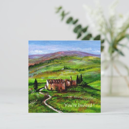 INVITATION PAYSAGE DE TOSCANE AVEC COLLINES VERTES (Debout devant)