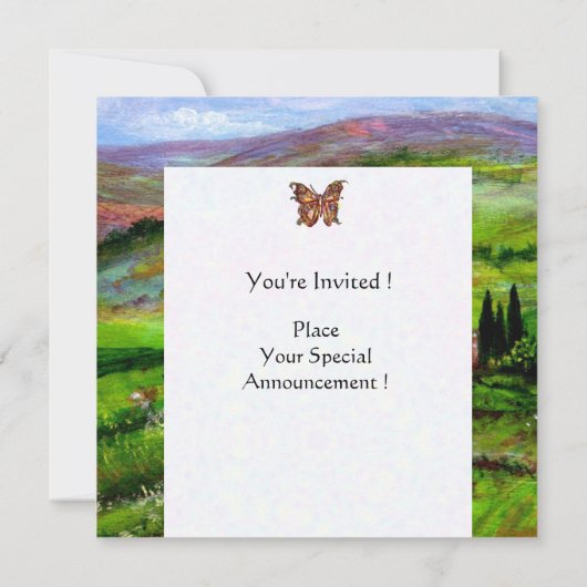 INVITATION PAYSAGE DE TOSCANE AVEC COLLINES VERTES (Dos)