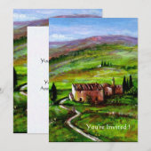 INVITATION PAYSAGE DE TOSCANE AVEC COLLINES VERTES (Devant / Derrière)