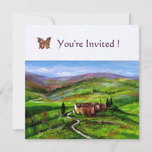 Invitation PAYSAGE DE TOSCANE AVEC COLLINES VERTES Papier fe (Devant)