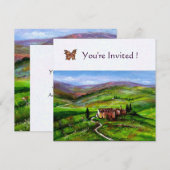Invitation PAYSAGE DE TOSCANE AVEC COLLINES VERTES Papier fe (Devant / Derrière)