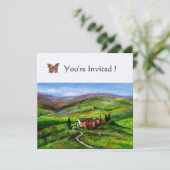 Invitation PAYSAGE DE TOSCANE AVEC COLLINES VERTES Papier fe (Debout devant)