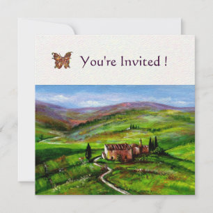 Invitation PAYSAGE DE TOSCANE AVEC COLLINES VERTES Papier fe