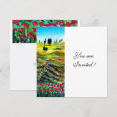 Invitation PAYSAGE DE TOSCANE AVEC COQUELICOTS, blanc (Devant / Derrière)