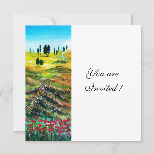 Invitation PAYSAGE DE TOSCANE AVEC COQUELICOTS, blanc (Devant)