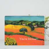 Invitation PAYSAGE DE TOSCANE AVEC TOURNESOLS orange  noir (Debout devant)