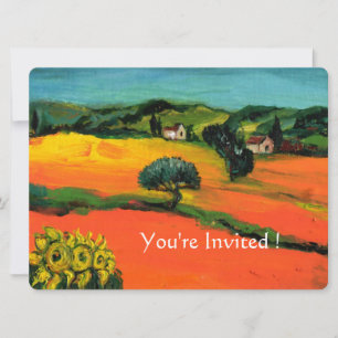 Invitation PAYSAGE DE TOSCANE AVEC TOURNESOLS orange  noir