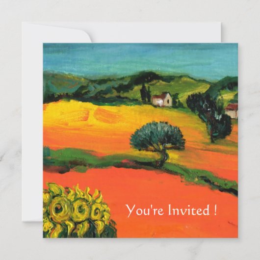 Invitation PAYSAGE DE TOSCANE AVEC TOURNESOLS orange noir (Devant)