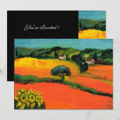 Invitation PAYSAGE DE TOSCANE, bleu vert jaune orange (Devant / Derrière)