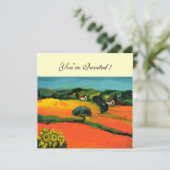 Invitation PAYSAGE DE TOSCANE, bleu vert jaune orange (Debout devant)