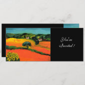 Invitation PAYSAGE DE TOSCANE , bleu vert jaune orange (Devant / Derrière)