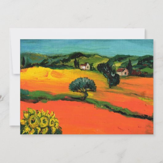 Invitation PAYSAGE DE TOSCANE, bleu vert jaune orange (Devant)